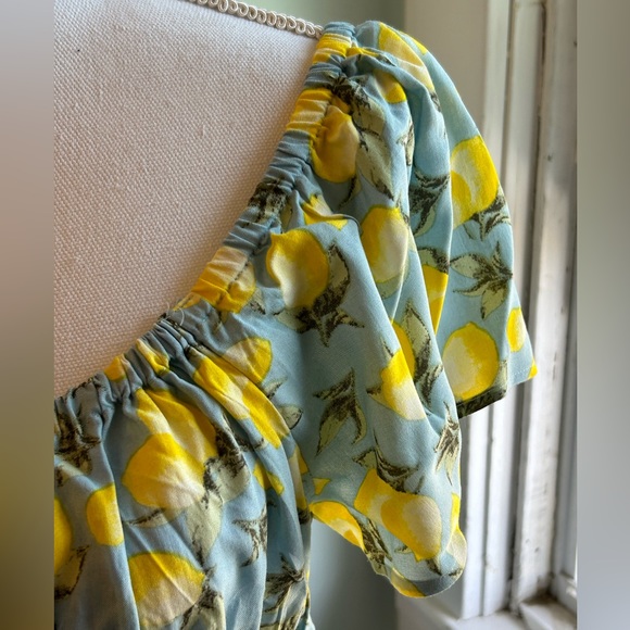 Derek Heart Pastel Blue with Lemon Print Off-The-Shoulder Blouse - Picture 6 of 9